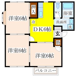 羽犬塚駅 徒歩15分 2階の物件間取画像